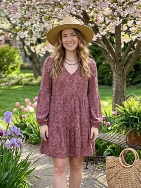 chinese dress ladies Lucky Brand Women's Smocked Dropped Waist MIDI Shirt Dress, Olive Floral, L  (14-16) at Amazon Women's Clothing store